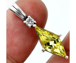 Lemon Quartz and White Zircon Pendant Earrings Set EXT01773 T-1016, 8x16 mm