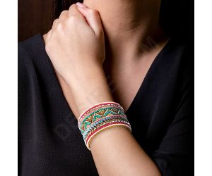 Wholesale Handmade Colorful Bohemian Boho Seed Bead Loom Bracelet, Ethnic Large Cuff Bracelets For Women FBR1004