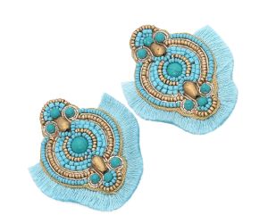 Wholesale Handmade Colorful Beaded Earrings,Hoop Dangle Earrings, Bohemia Boho Tassel Earrings FER1003
