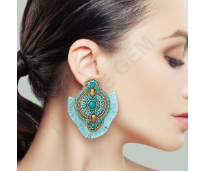 Wholesale Handmade Colorful Beaded Earrings,Hoop Dangle Earrings, Bohemia Boho Tassel Earrings FER1003