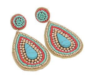 Wholesale Handmade Colorful Beaded Earrings,Hoop Dangle Earrings, Bohemia Boho Tassel Earrings FER1007