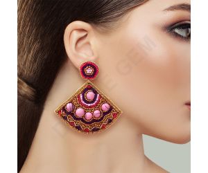 Wholesale Handmade Colorful Beaded Earrings,Hoop Dangle Earrings, Bohemia Boho Tassel Earrings FER1008