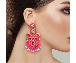 Wholesale Handmade Colorful Beaded Earrings,Hoop Dangle Earrings, Bohemia Boho Tassel Earrings FER1011