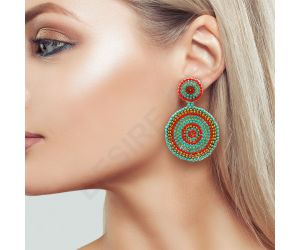 Wholesale Handmade Colorful Beaded Earrings,Hoop Dangle Earrings, Bohemia Boho Tassel Earrings FER1013
