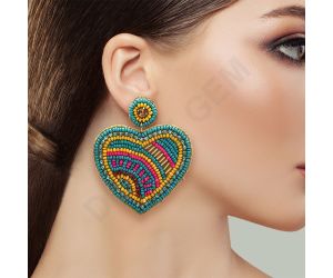 Wholesale Handmade Colorful Beaded Earrings,Hoop Dangle Earrings, Bohemia Boho Tassel Earrings FER1014
