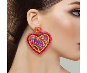 Wholesale Handmade Colorful Beaded Earrings,Hoop Dangle Earrings, Bohemia Boho Tassel Earrings FER1015