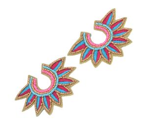 Wholesale Handmade Colorful Beaded Earrings,Hoop Dangle Earrings, Bohemia Boho Tassel Earrings FER1016