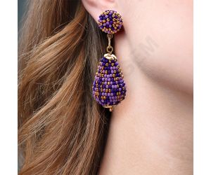 Wholesale Handmade Colorful Beaded Earrings,Hoop Dangle Earrings, Bohemia Drops Earrings, Tassel Earrings FER1022