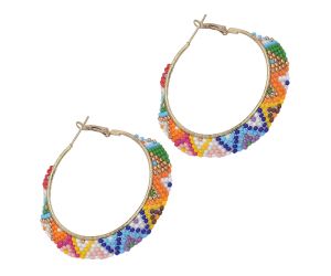 Wholesale Handmade Colorful Beaded Earrings,Hoop Dangle Earrings, Bohemia Boho Tassel Earrings FER1029