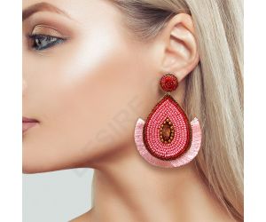 Wholesale Handmade Colorful Beaded Earrings,Hoop Dangle Earrings, Bohemia Drops Earrings, Tassel Earrings FER1032