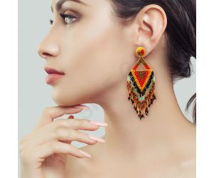 Wholesale Handmade Colorful Beaded Earrings,Seed Bead,Hoop Dangle Earrings, Bohemia,Tassel Earrings FER1037