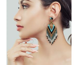 Wholesale Handmade Colorful Beaded Earrings,Seed Bead,Hoop Dangle Earrings, Bohemia,Tassel Earrings FER1038