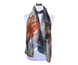 Wholesale Premium and Soft Quality Printed Scarf 100% Tabby Silk Lightweight MSL207