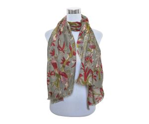 Wholesale Premium Quality Printed Floral Scarf 100% Cashmere Wool Lightweight MWL302