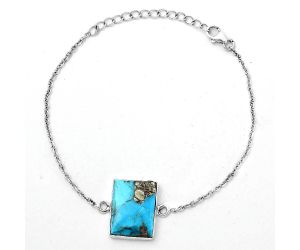 Natural Kingman Turquoise With Pyrite Bracelet SDB2838 B-1023, 14x18 mm