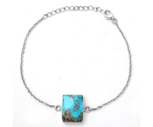 Natural Kingman Turquoise With Pyrite Bracelet SDB2900 B-1023, 13x17 mm