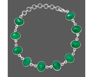 Green Onyx Checker Briolette Bracelet SDB4610 B-1001, 8x10 mm