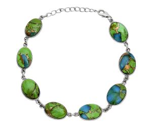 Blue Turquoise In Green Mohave Bracelet SDB5204 B-1001, 10x14 mm