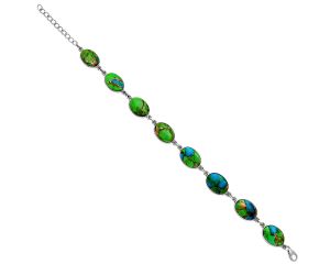 Blue Turquoise In Green Mohave Bracelet SDB5204 B-1001, 10x14 mm