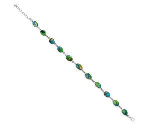 Blue Turquoise In Green Mohave Bracelet SDB5233 B-1001, 7x10 mm