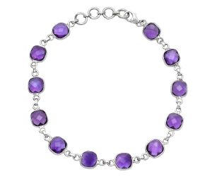 Amethyst Checker Briolette Bracelet SDB5275 B-1001, 7x7 mm