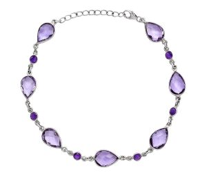 Amethyst Checker Briolette Bracelet SDB5311 B-1006, 8x12 mm