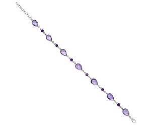 Amethyst Checker Briolette Bracelet SDB5311 B-1006, 8x12 mm