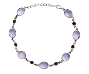 Amethyst Checker and Garnet Bracelet SDB5313 B-1006, 8x10 mm