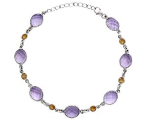 Amethyst Checker and Citrine Bracelet SDB5314 B-1006, 8x10 mm