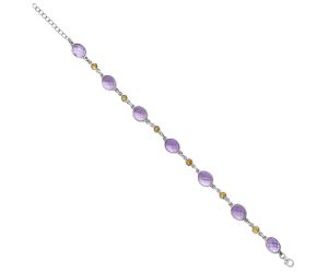 Amethyst Checker and Citrine Bracelet SDB5314 B-1006, 8x10 mm