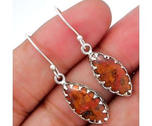 Natural Red Moss Agate Earrings SDE34383 E-1113, 9x18 mm