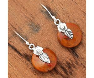 Natural Red Moss Agate Earrings SDE34403 E-1137, 14x14 mm