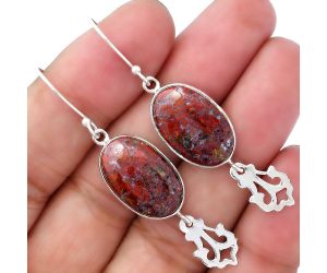 Natural Red Moss Agate Earrings SDE34444 E-1079, 12x19 mm