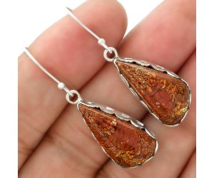 Natural Red Moss Agate Earrings SDE34516 E-1113, 11x23 mm