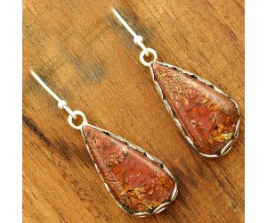 Natural Red Moss Agate Earrings SDE34516 E-1113, 11x23 mm