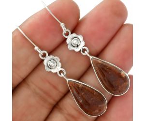 Natural Red Moss Agate Earrings SDE34542 E-1237, 11x20 mm