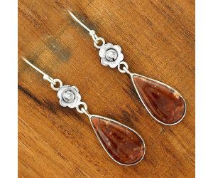 Natural Red Moss Agate Earrings SDE34542 E-1237, 11x20 mm