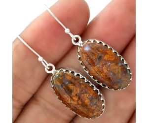 Natural Red Moss Agate Earrings SDE34545 E-1113, 12x22 mm