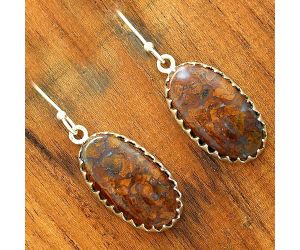 Natural Red Moss Agate Earrings SDE34545 E-1113, 12x22 mm