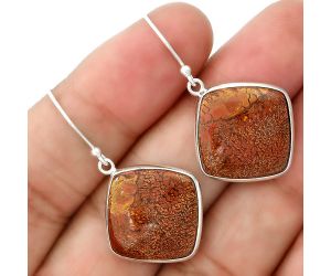 Natural Red Moss Agate Earrings SDE36004 E-1001, 17x17 mm