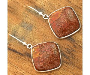 Natural Red Moss Agate Earrings SDE36004 E-1001, 17x17 mm