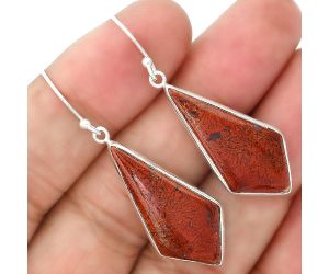 Natural Red Moss Agate Earrings SDE36045 E-1001, 14x29 mm