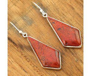 Natural Red Moss Agate Earrings SDE36045 E-1001, 14x29 mm