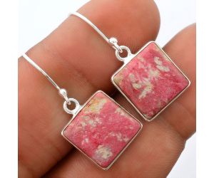 Natural Pink Thulite - Norway Earrings SDE38404 E-1001, 12x12 mm