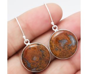 Natural Red Moss Agate Earrings SDE40614 E-1001, 18x18 mm