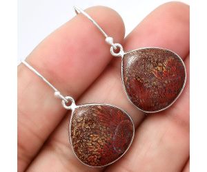 Natural Red Moss Agate Earrings SDE40855 E-1001, 17x18 mm