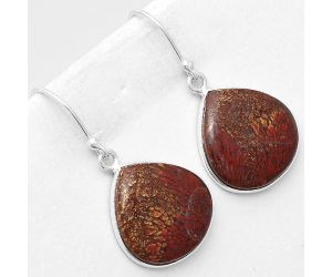 Natural Red Moss Agate Earrings SDE40855 E-1001, 17x18 mm