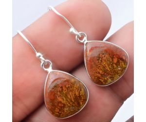 Natural Red Moss Agate Earrings SDE40887 E-1001, 13x15 mm