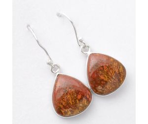 Natural Red Moss Agate Earrings SDE40887 E-1001, 13x15 mm