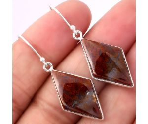 Natural Red Moss Agate Earrings SDE41360 E-1001, 14x25 mm